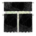 Halloween Spider Web Print 3 Piece Kitchen Curtains