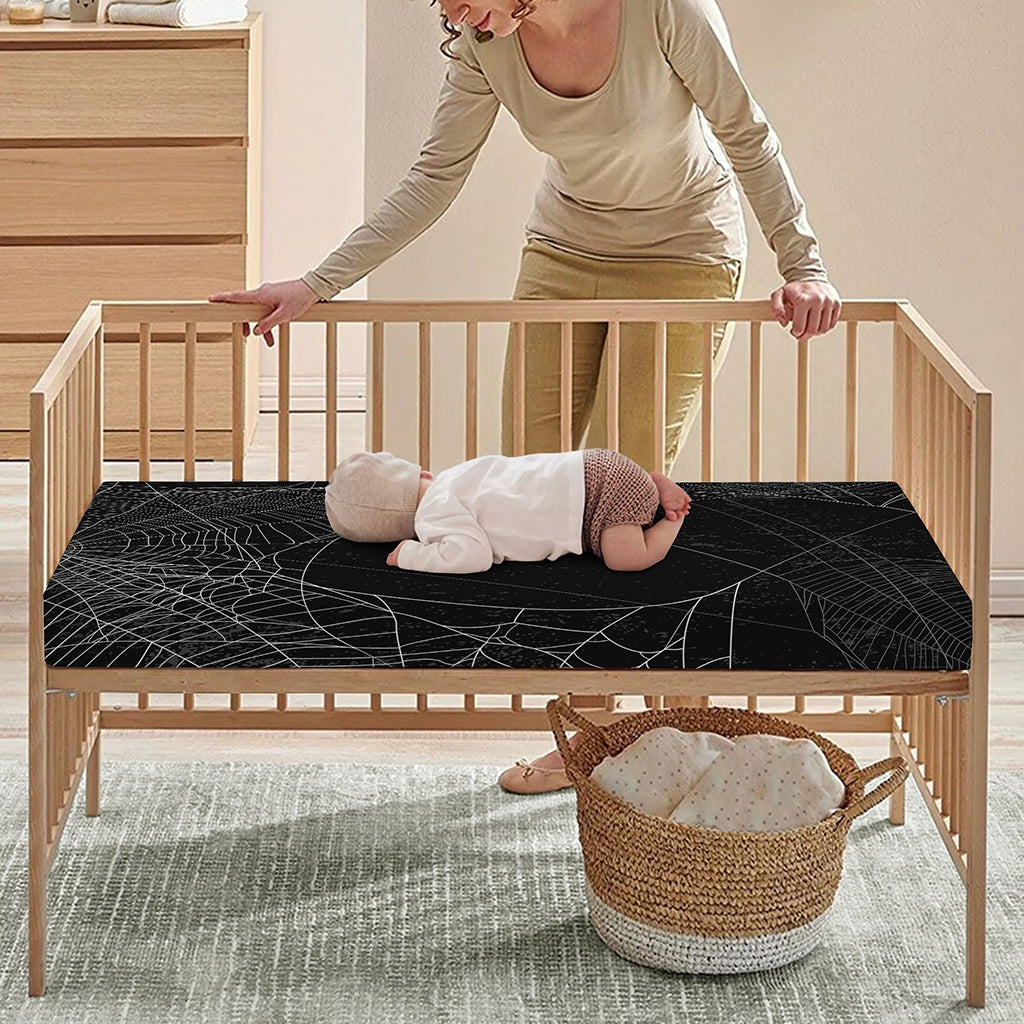 Halloween Spider Web Print Baby Crib Sheet