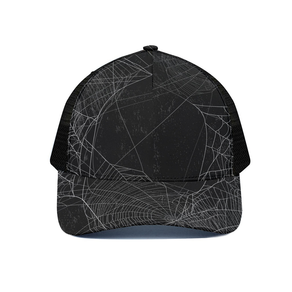Halloween Spider Web Print Black Mesh Trucker Cap