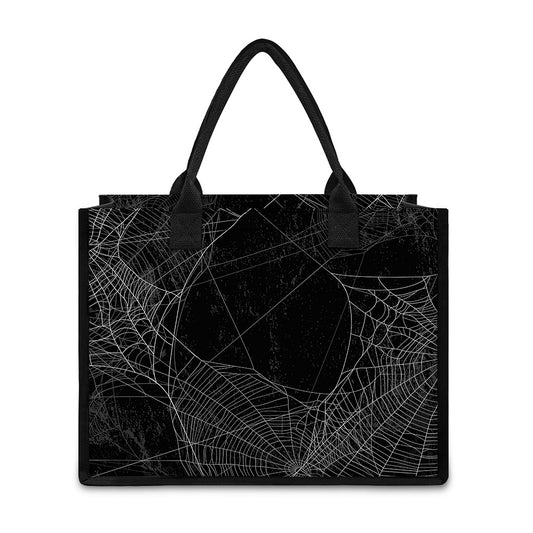 Halloween Spider Web Print Canvas Tote Bag