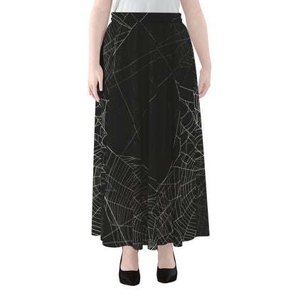 Halloween Spider Web Print Chiffon Maxi Skirt