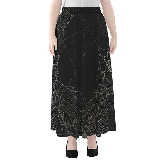 Halloween Spider Web Print Chiffon Maxi Skirt