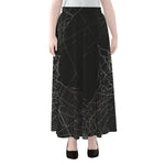 Halloween Spider Web Print Chiffon Maxi Skirt