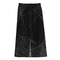 Halloween Spider Web Print Cotton Front Slit Maxi Skirt
