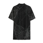 Halloween Spider Web Print Cotton Hawaiian Shirt