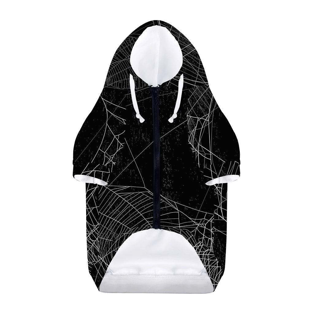 Halloween Spider Web Print Dog Zip Up Hoodie