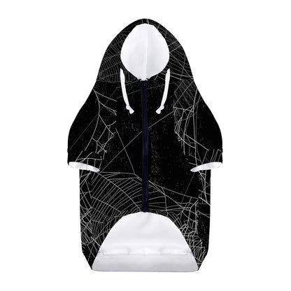Halloween Spider Web Print Dog Zip Up Hoodie