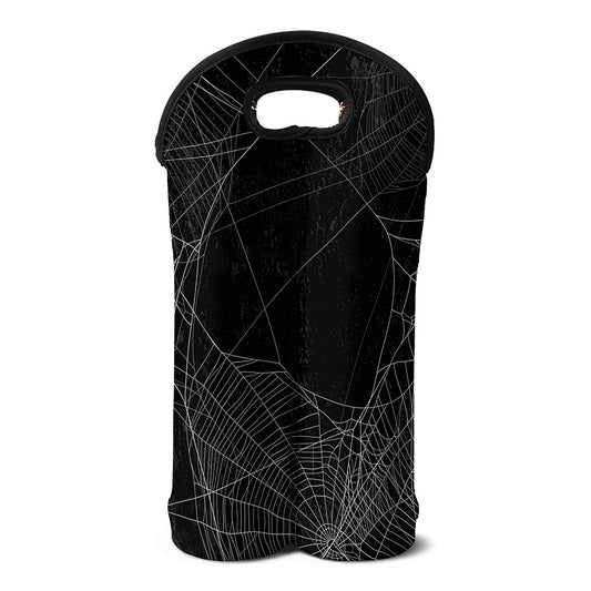 Halloween Spider Web Print Double Neoprene Wine Tote