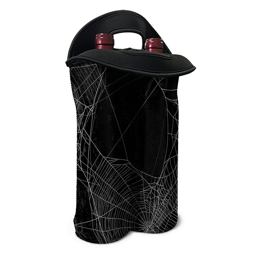 Halloween Spider Web Print Double Neoprene Wine Tote