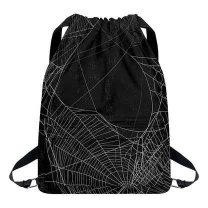 Halloween Spider Web Print Drawstring Backpack