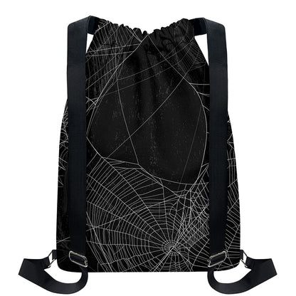 Halloween Spider Web Print Drawstring Backpack