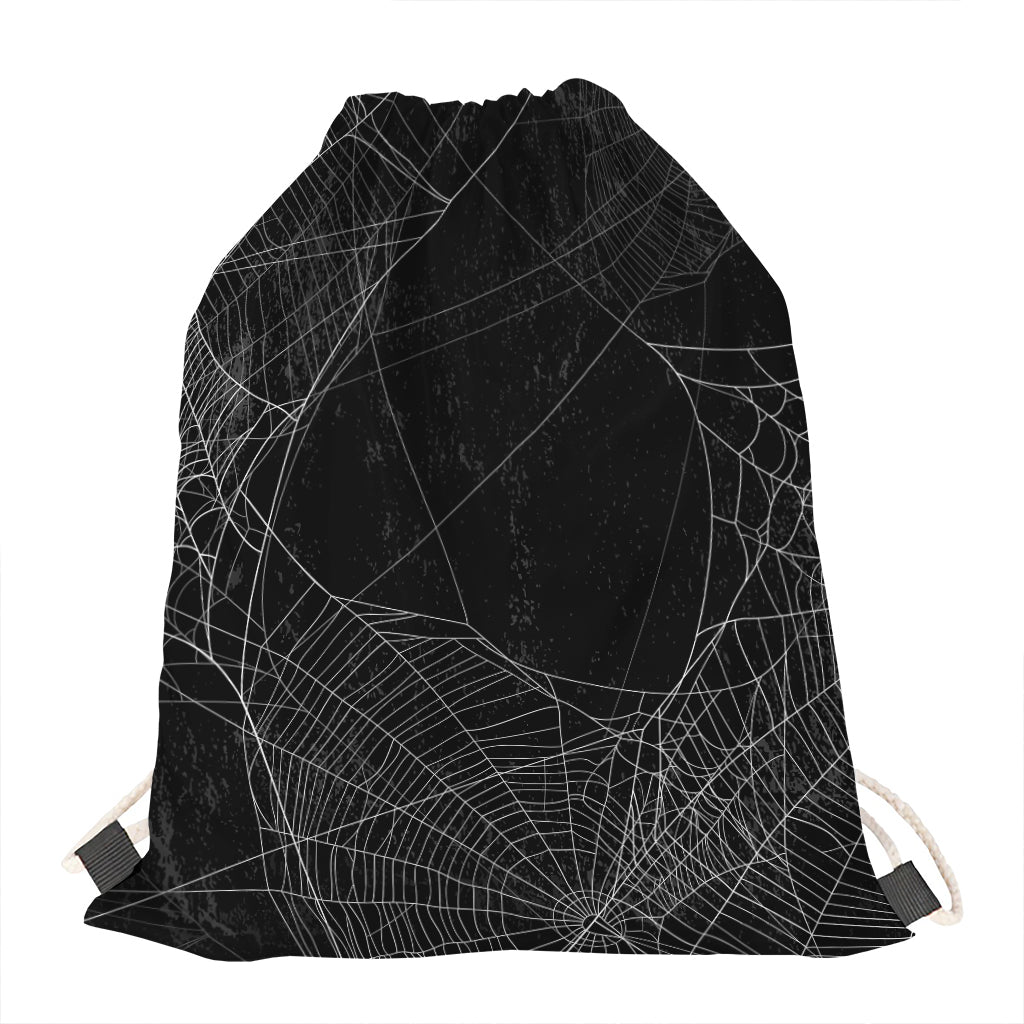 Halloween Spider Web Print Drawstring Bag