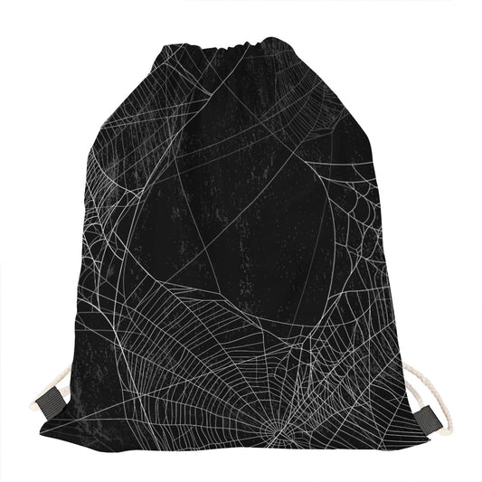 Halloween Spider Web Print Drawstring Bag