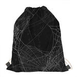 Halloween Spider Web Print Drawstring Bag