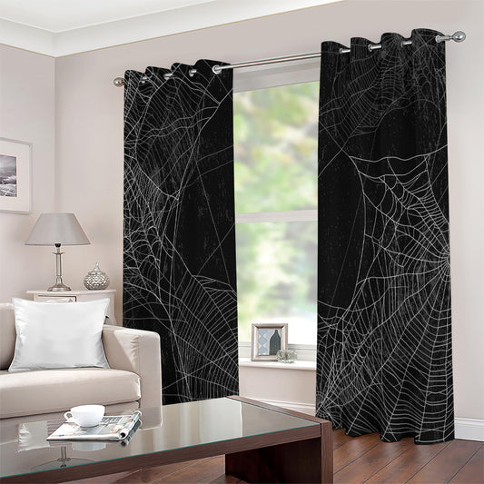 Halloween Spider Web Print Extra Wide Grommet Curtains