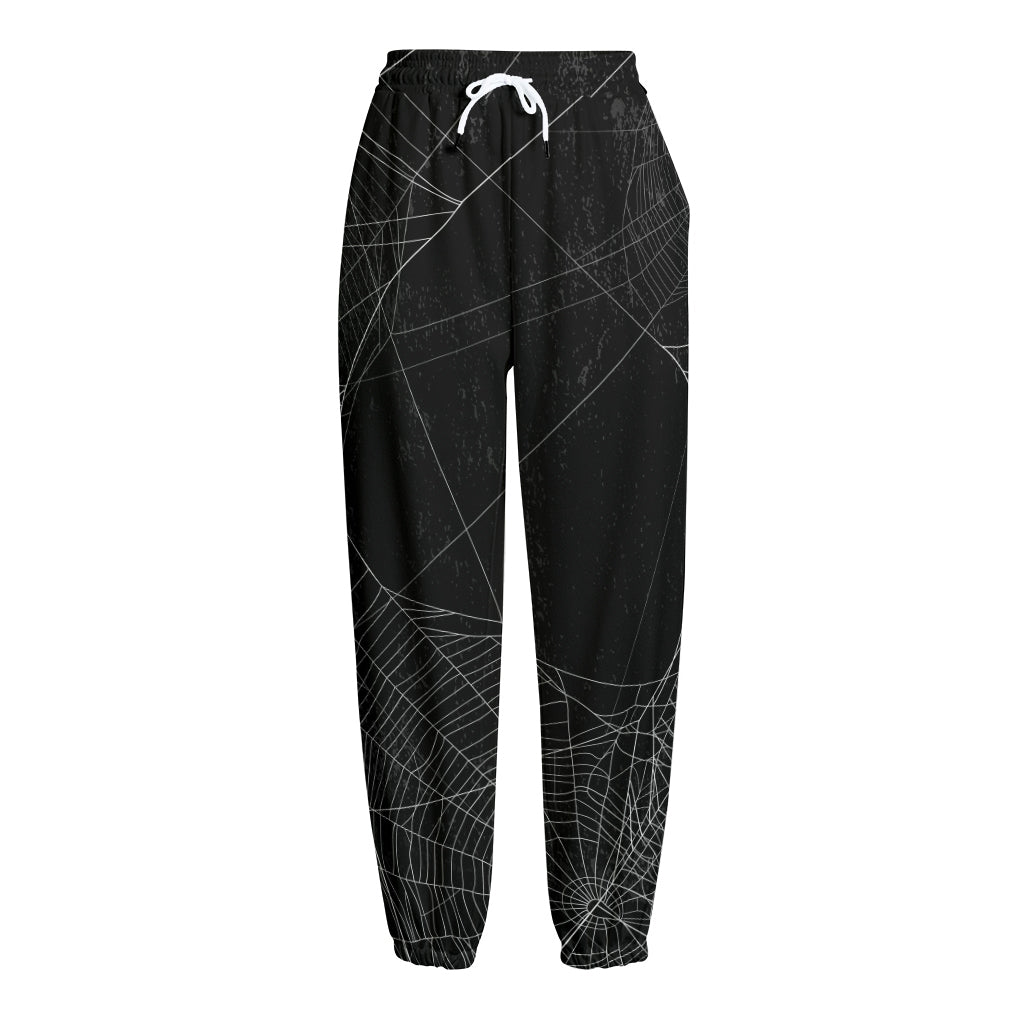 Halloween Spider Web Print Fleece Lined Knit Pants