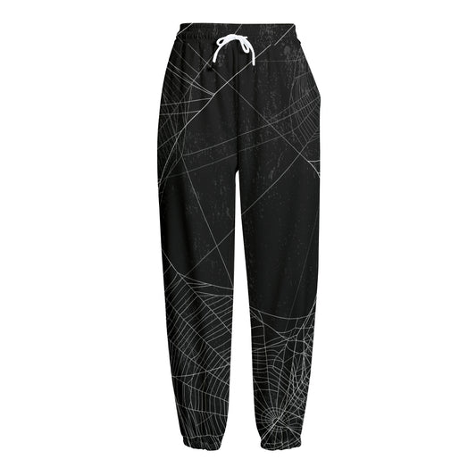 Halloween Spider Web Print Fleece Lined Knit Pants