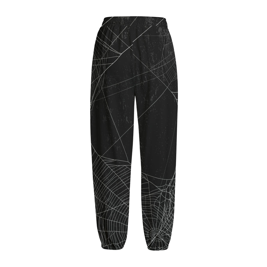 Halloween Spider Web Print Fleece Lined Knit Pants