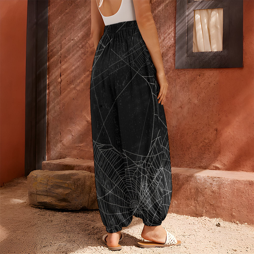 Halloween Spider Web Print Harem Pants