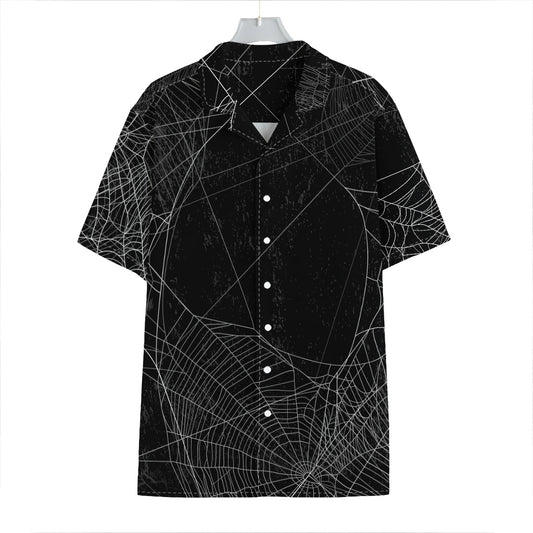 Halloween Spider Web Print Hawaiian Shirt