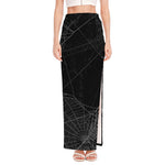 Halloween Spider Web Print High Slit Maxi Skirt