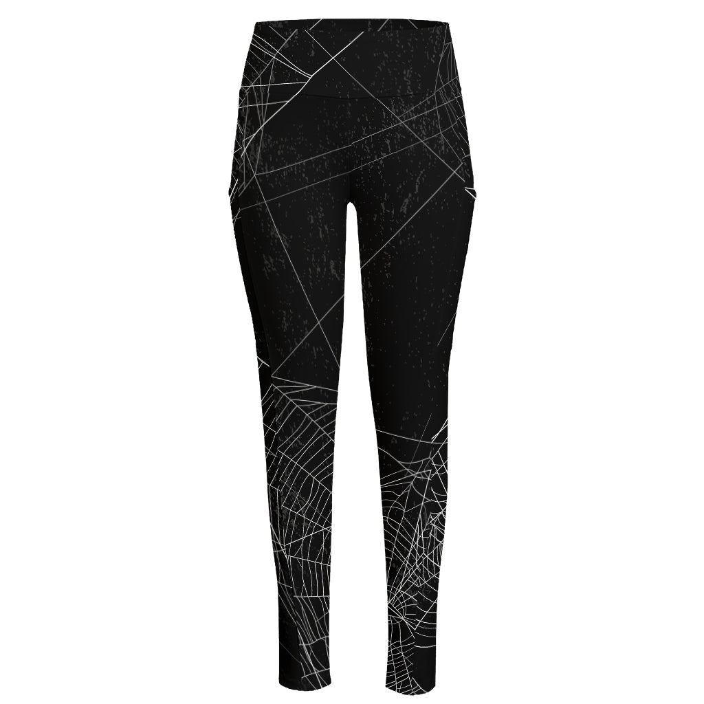 Halloween Spider Web Print High-Waisted Pocket Leggings