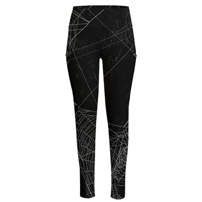 Halloween Spider Web Print High-Waisted Pocket Leggings