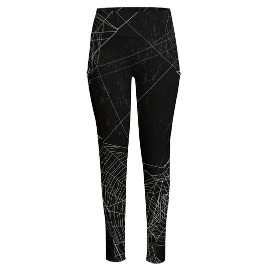 Halloween Spider Web Print High-Waisted Pocket Leggings