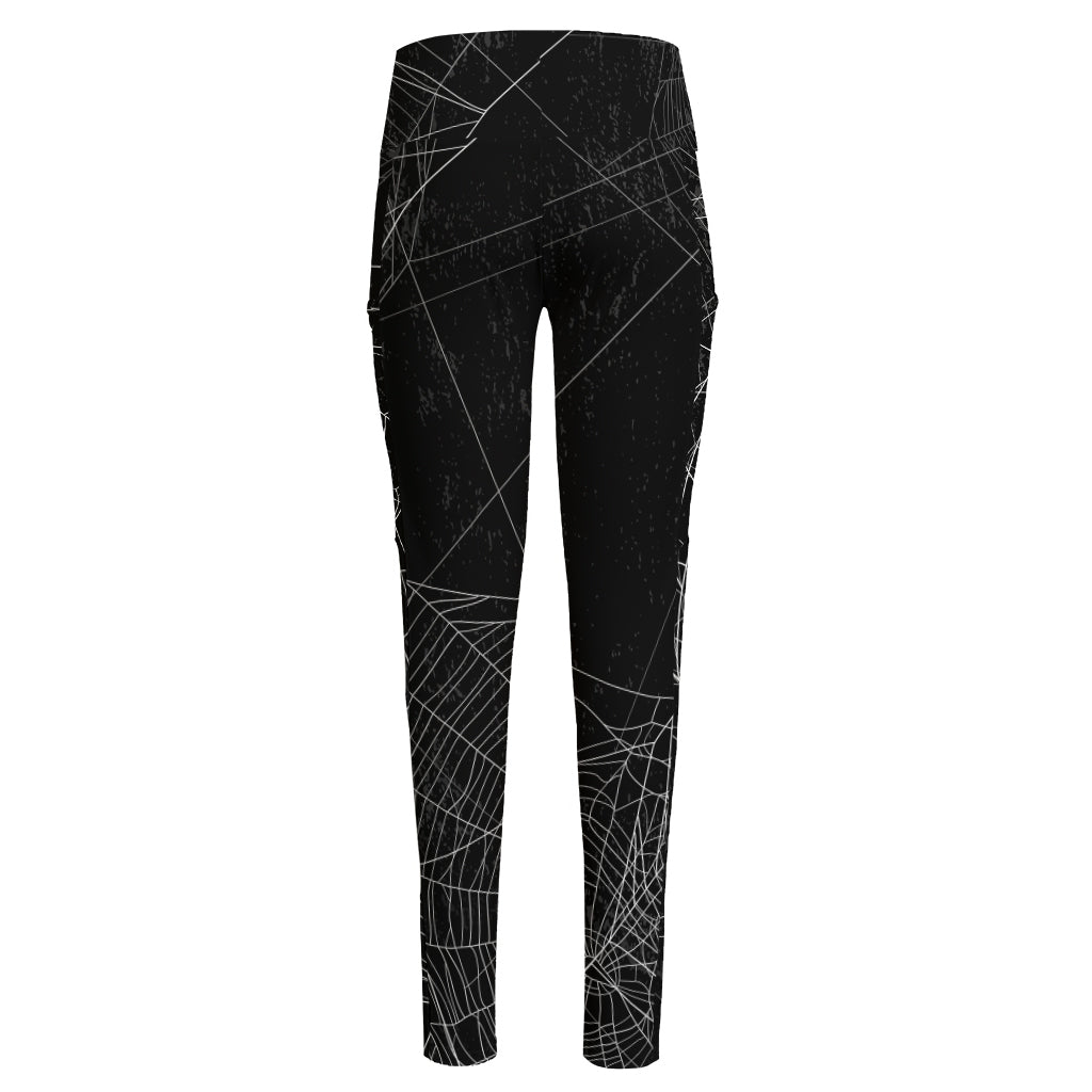 Halloween Spider Web Print High-Waisted Pocket Leggings