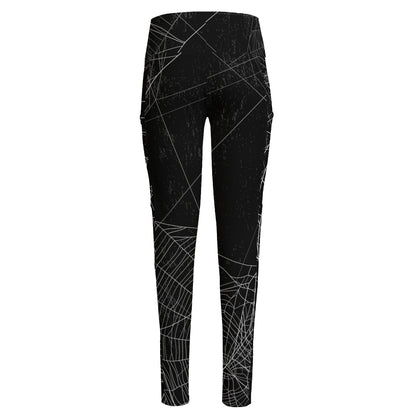 Halloween Spider Web Print High-Waisted Pocket Leggings