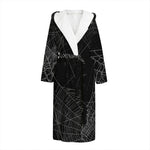 Halloween Spider Web Print Hooded Bathrobe