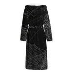 Halloween Spider Web Print Hooded Bathrobe