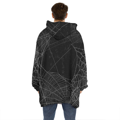 Halloween Spider Web Print Hoodie Blanket