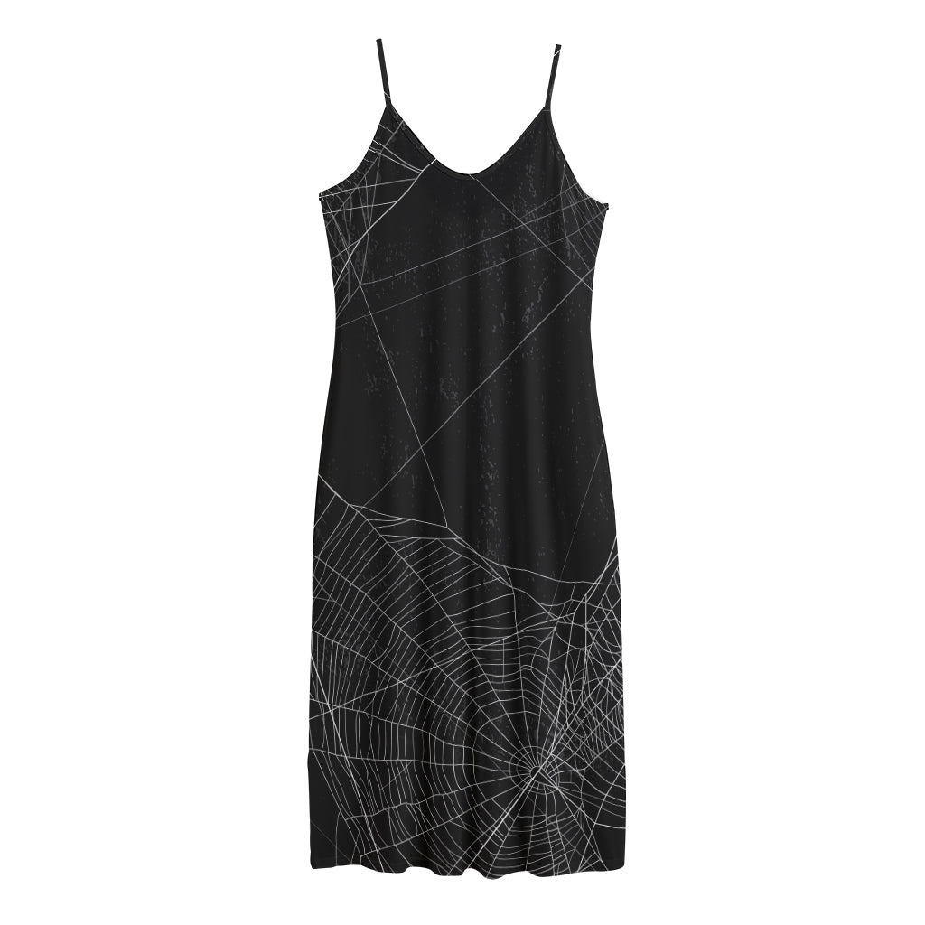 Halloween Spider Web Print Jersey Midi Cami Dress