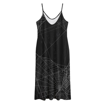 Halloween Spider Web Print Jersey Midi Cami Dress