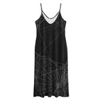 Halloween Spider Web Print Jersey Midi Cami Dress