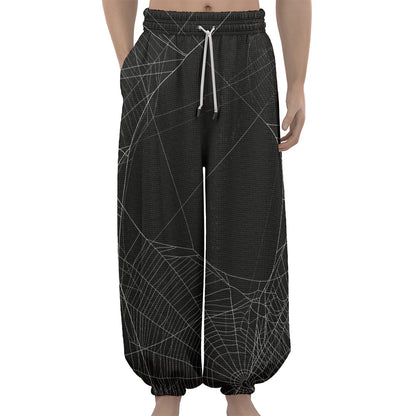 Halloween Spider Web Print Lantern Pants