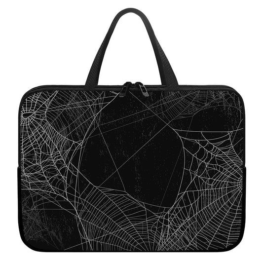 Halloween Spider Web Print Laptop Sleeve With Handle