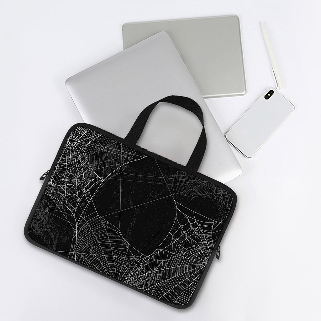 Halloween Spider Web Print Laptop Sleeve With Handle