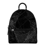 Halloween Spider Web Print Leather Backpack