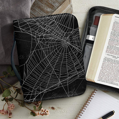 Halloween Spider Web Print Leather Bible Cover