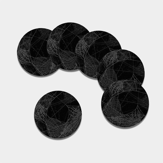 Halloween Spider Web Print Leather Coaster Set