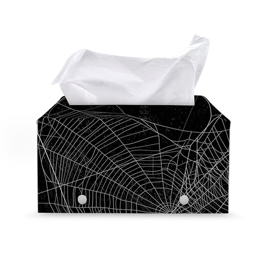 Halloween Spider Web Print Leather Tissue Box Cover