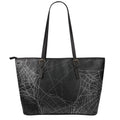 Halloween Spider Web Print Leather Tote Bag With Zipper