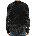 Halloween Spider Web Print Long Sleeve Baseball Jersey