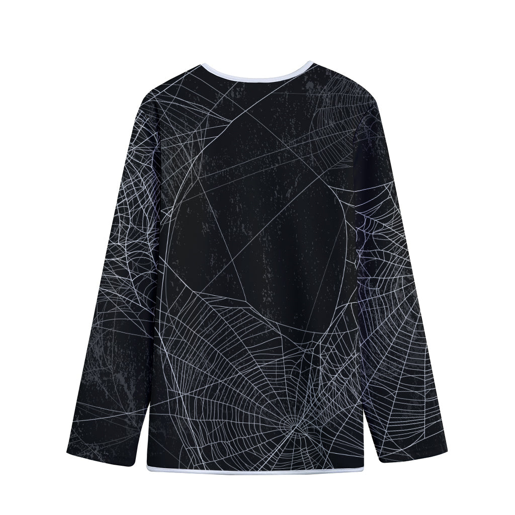 Halloween Spider Web Print Long Sleeve Short Coat