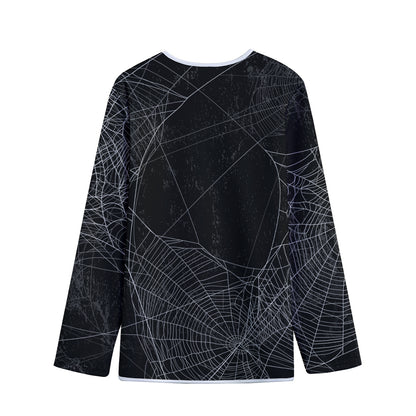 Halloween Spider Web Print Long Sleeve Short Coat