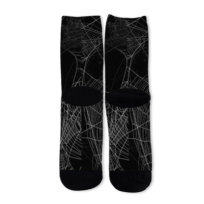 Halloween Spider Web Print Long Socks