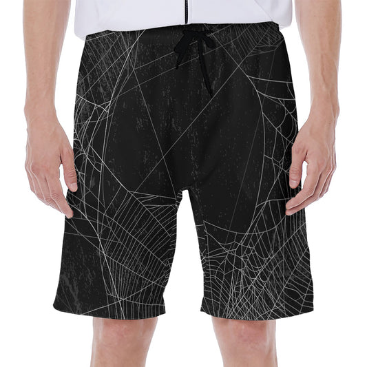 Halloween Spider Web Print Men's Beach Shorts