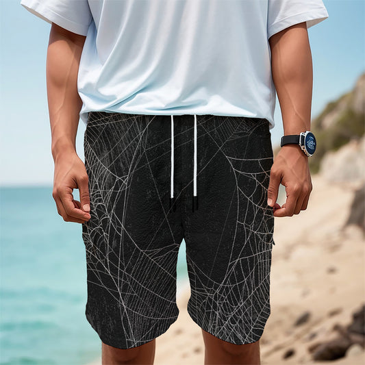 Halloween Spider Web Print Men's Cargo Shorts